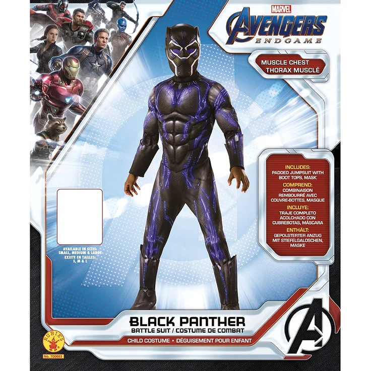 Rubie's Offizielles Luxuskostüm Black Panther, Avengers, Kampfanzug, Kindergröße L, 8-10 Jahre, Körpergröße 147 cm – Bild 5