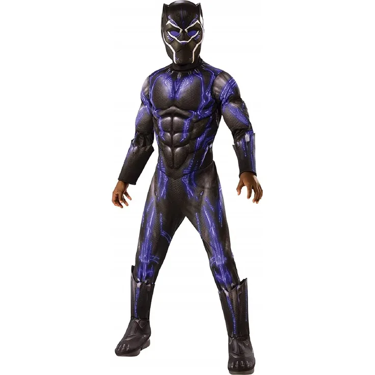 Rubie's Offizielles Luxuskostüm Black Panther, Avengers, Kampfanzug, Kindergröße L, 8-10 Jahre, Körpergröße 147 cm