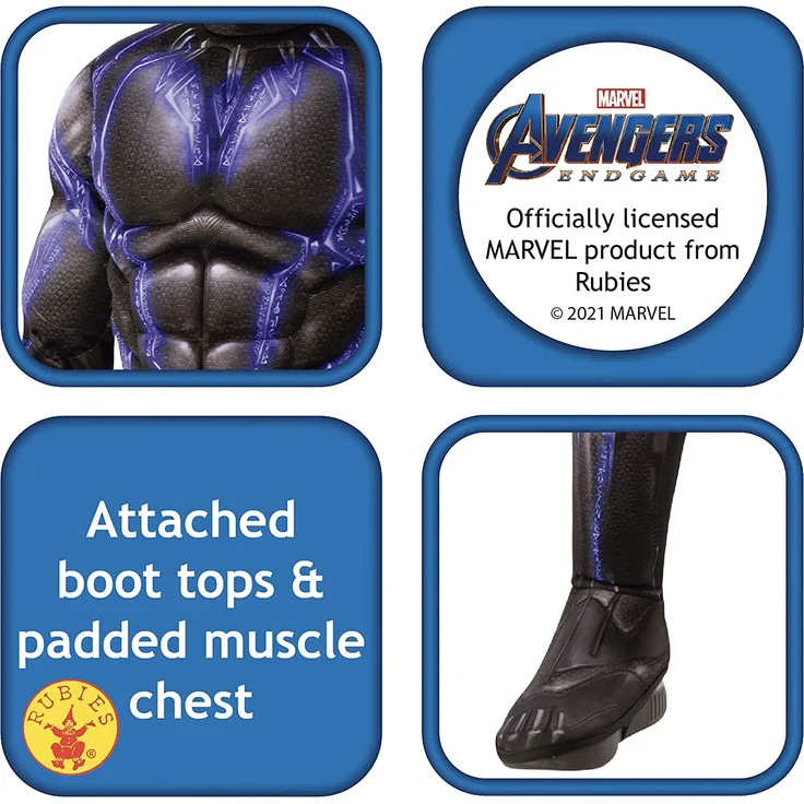 Rubie's Offizielles Luxuskostüm Black Panther, Avengers, Kampfanzug, Kindergröße L, 8-10 Jahre, Körpergröße 147 cm – Bild 4