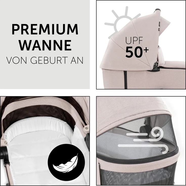 Hauck Select Kombi Kinderwagen Vision X Set Black Melange Beige – Bild 3