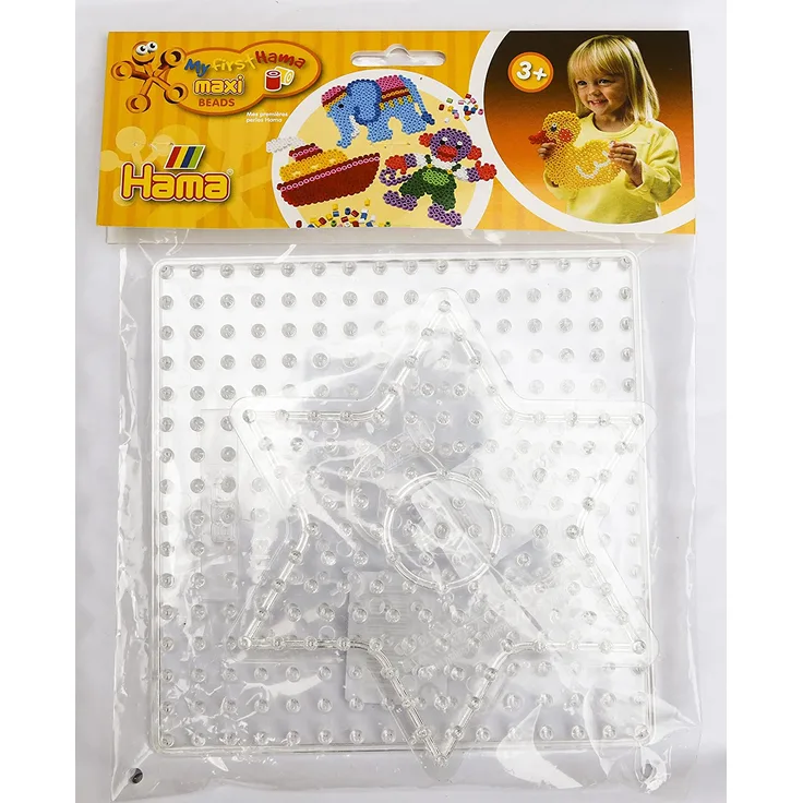 Hama Maxi Perlen - Beutel mit Stiftplatte 8214 Quadrat und 8222 Stern