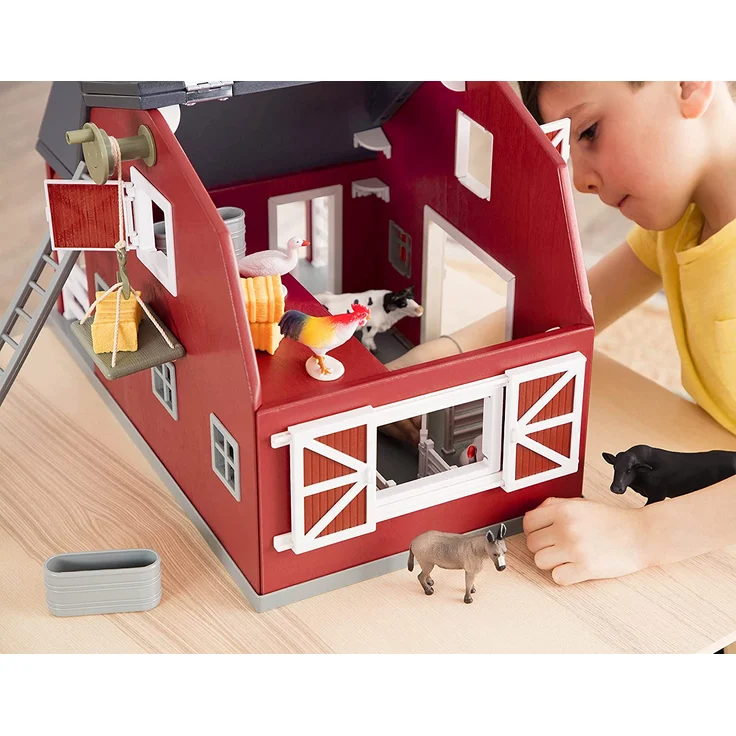 Terra Holzspielzeug Großer Pferdestall und Bauernhof aus Holz – Spielzeug Scheune mit Zubehör und Funktionen für Kinder ab 3 Jahren (20 Teile) – Bild 5