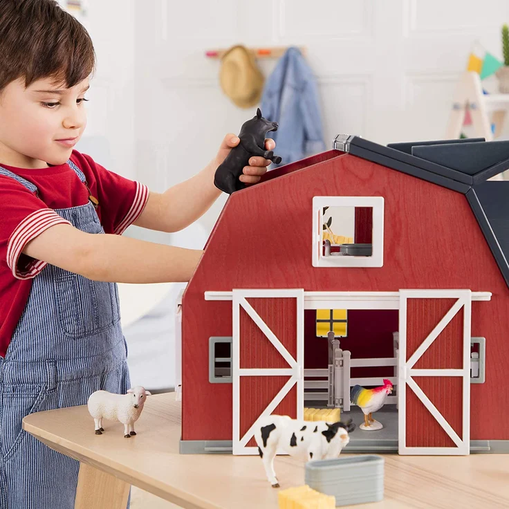 Terra Holzspielzeug Großer Pferdestall und Bauernhof aus Holz – Spielzeug Scheune mit Zubehör und Funktionen für Kinder ab 3 Jahren (20 Teile) – Bild 6