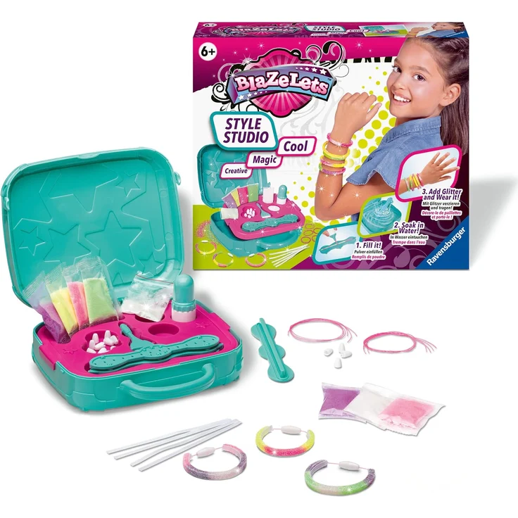 Ravensburger Blazelets Style Studio, Glitzer-Armbänder selber machen, Kreatives Bastelset für Mädchen ab 6 Jahren, stylische Freundschaftsarmbänder – Bild 22