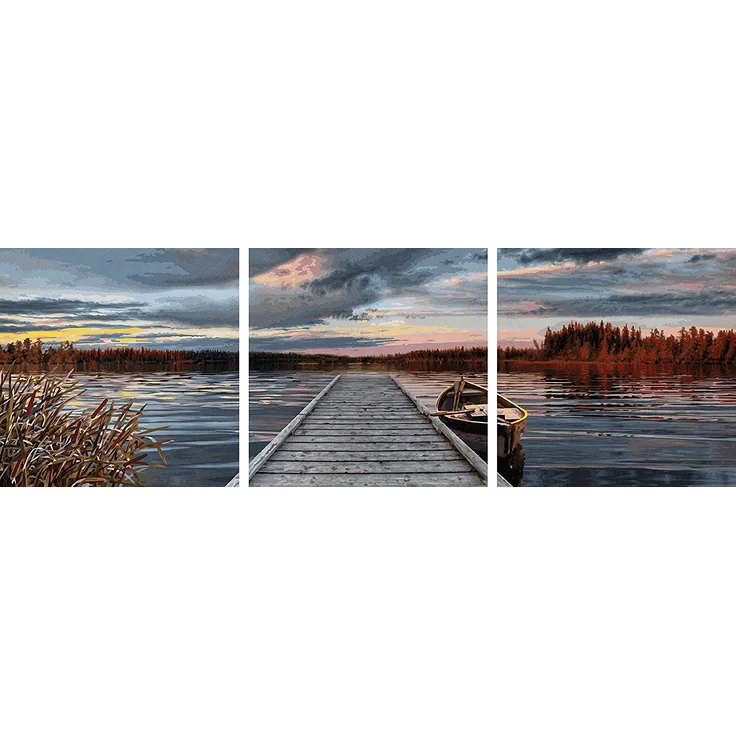 Schipper 609470754 Malen nach Zahlen, Sonnenaufgang am See - Bilder malen für Erwachsene, inklusive Pinsel und Acrylfarben, 120 x 40 cm – Bild 7