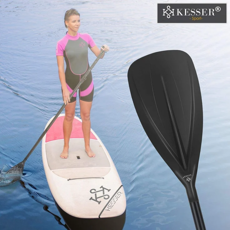 KESSER® Paddle - 3-teilig für Kayak SUP Stand-Up Paddling Board Stechpaddel, Verstellbar Teleskop 165cm-215cm Aluminum für Stand Up Paddel Kajakfahren Surfboard Boot Anti-Rutsch Stecksystem Schwarz – Bild 5