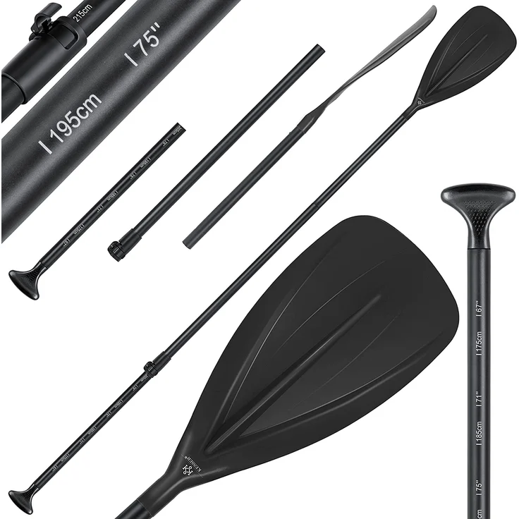 KESSER® Paddle - 3-teilig für Kayak SUP Stand-Up Paddling Board Stechpaddel, Verstellbar Teleskop 165cm-215cm Aluminum für Stand Up Paddel Kajakfahren Surfboard Boot Anti-Rutsch Stecksystem Schwarz – Bild 1