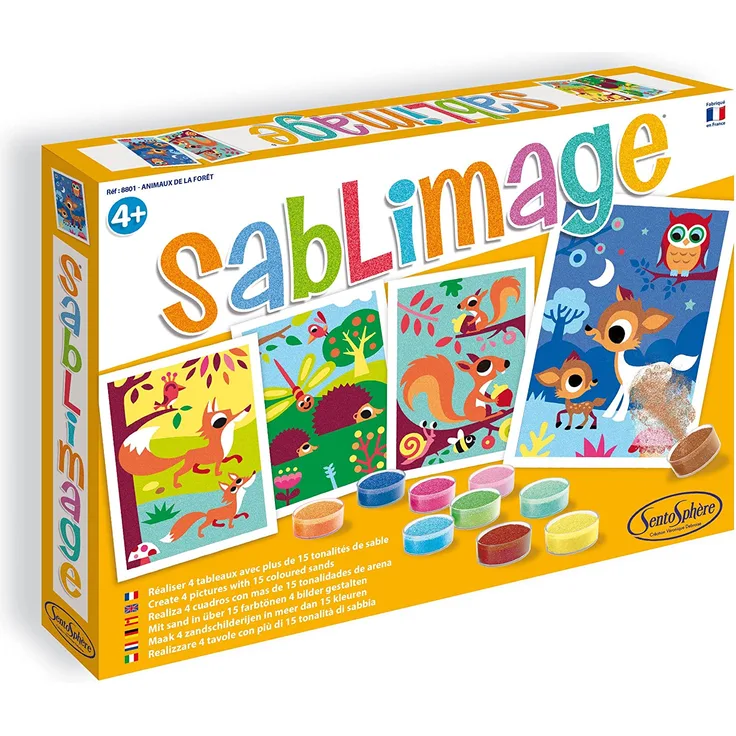 Sentosphere 08801 Sablimage Sandbilder Bastelset für Kinder, Motiv Waldtiere, Kreativset, DIY