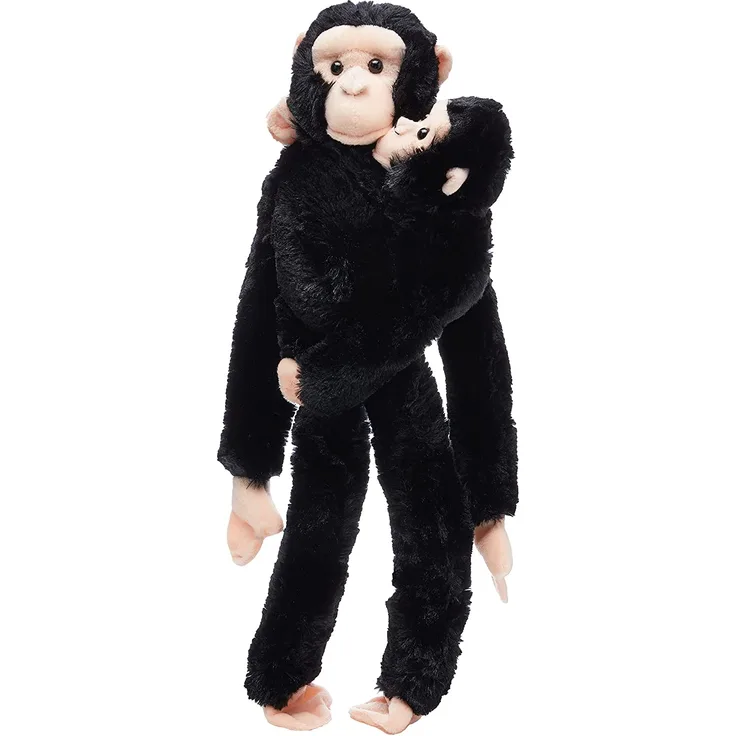 Wild Republic 15265 - Plüschtier - Hanging Monkey - Schimpanse, Mama mit Baby, 51 cm