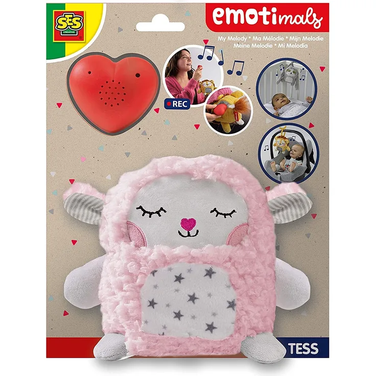 kuscheltier Tess Emotimals 30 x 20 cm rosa/weiß
