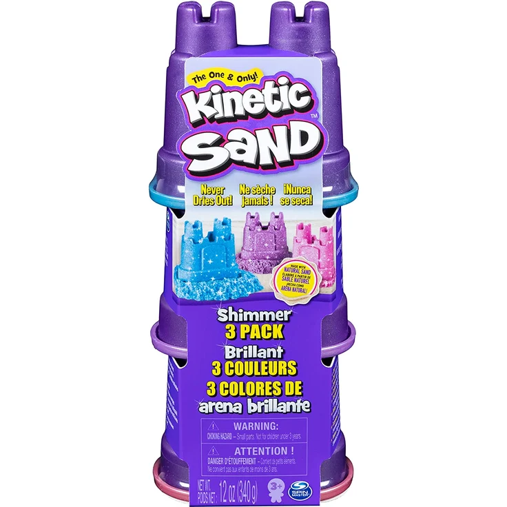 Kinetic Sand Schimmer Sand 3er Pack 340 g Children''s kinetic sand 4 Jahr(e) Nicht toxisch Blau Pink Violett - Preisvergleich – Bild 1