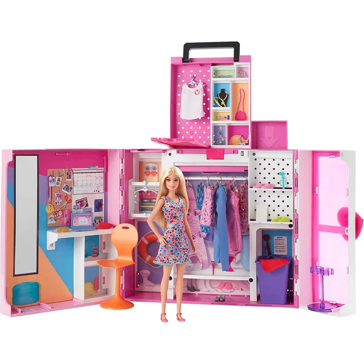 Mattel Barbie Traumkleiderschrank mit Puppe, Moden & Accessoires