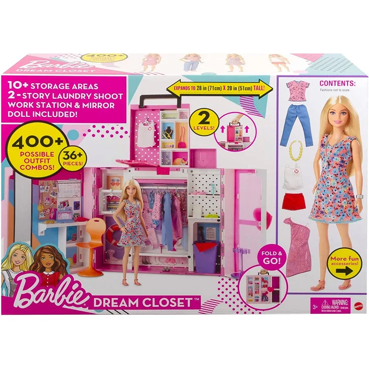 Mattel Barbie Traumkleiderschrank mit Puppe, Moden & Accessoires – Bild 6