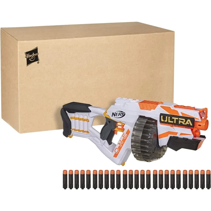 NERF Ultra One Motorized Blaster in recycelbarer Verpackung – Weiterentwickeltes Design, Trommelmagazin mit hoher Kapazität, 25 Ultra Darts – Bild 2