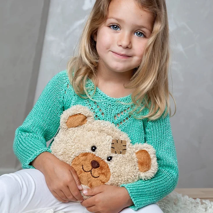 GRÜNSPECHT Mein kleiner Wärmefreund Bär, Kirschkern-Wärmekissen mit waschbarem Bezug für Kinder, wärmendes Kuscheltier bei Bauchschmerzen & Erkältung (171-V2) – Bild 3