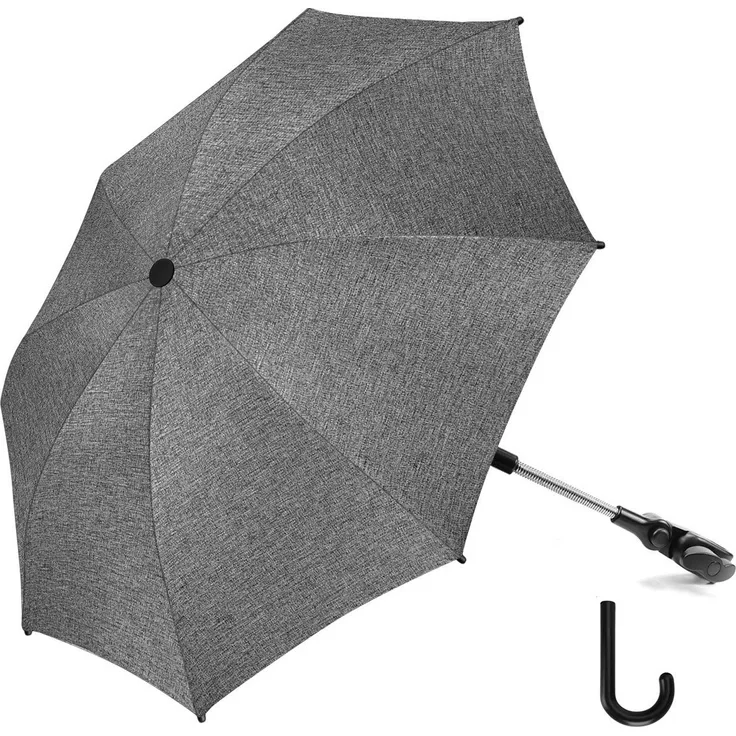 RIOGOO Kinderwagen Regenschirm Universal Sonnenschirm 50+ UV Baby- und Kleinkind-Sonnenschutzschirm mit Schirmgriff für Kinderwagen, Kinderwagen, Kinderwagen und Buggy-Grau