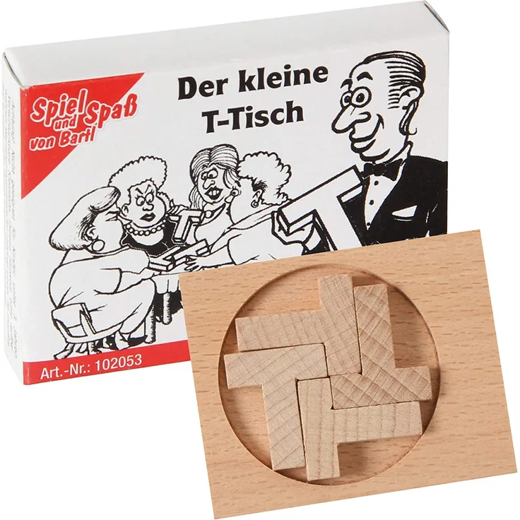 Bartl 102053 Mini-Holz-Puzzle Der kleine T-Tisch aus 5 kleinen Holzteilen