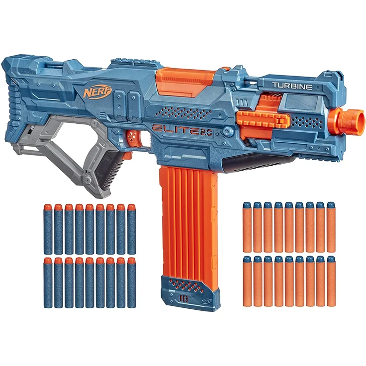 Nerf Elite 2 Turbine CS-18 motorisierter Blaster, 36 Nerf Darts, 18-Dart Clip-Magazin, mit Erweiterungsoptionen, frustfreie Verpackung – Bild 1