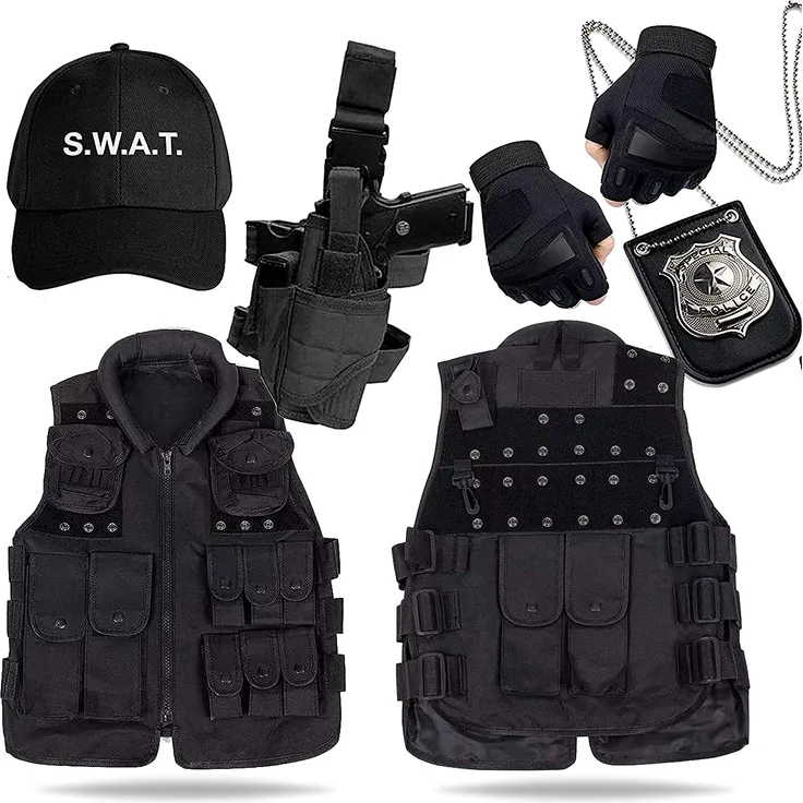 TK Gruppe Timo Klingler 6 in 1 SWAT Unisex Kostüm für Herren & Damen Set für Karneval & Fasching & Halloween