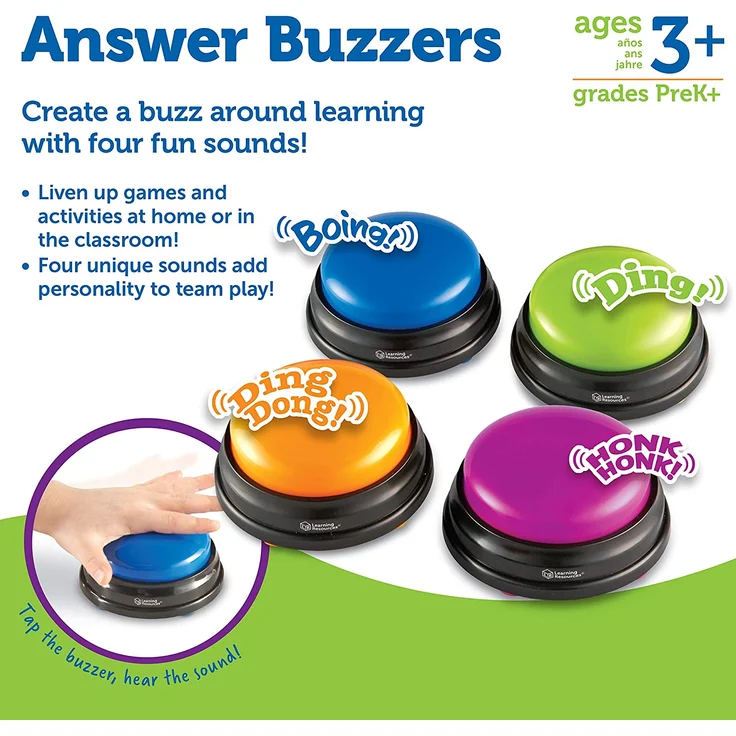 Learning Resources - Original Antwort Buzzer (4 Stück), 19. 6 x 19. 6 x 5. 1 cm – Bild 6