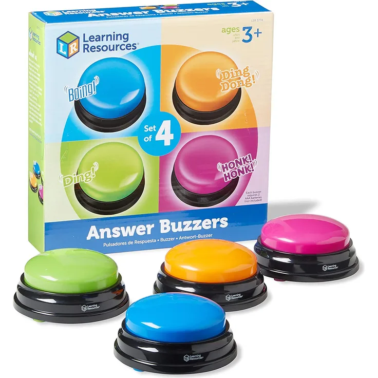 Learning Resources - Original Antwort Buzzer (4 Stück), 19. 6 x 19. 6 x 5. 1 cm