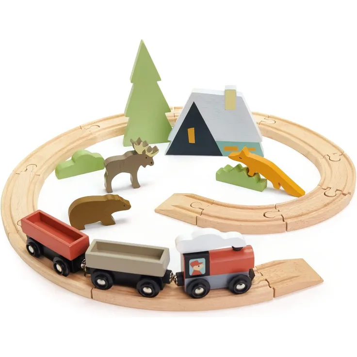 Tender Leaf Toys Zuggarnitur 44 cm Holz rot 8-teilig
