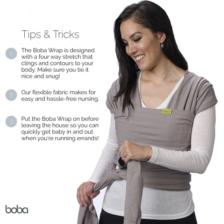 Boba Baby Tragetuch Neugeborene - Plum Ikat - Elastisches Babytragetuch und Stilltuch für Unterwegs - Einfach zu binden - Babytrage Neugeborene ab Geburt bis 16kg – Bild 6