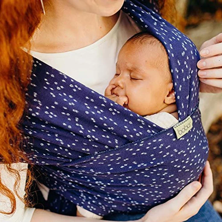 Boba Baby Tragetuch Neugeborene - Plum Ikat - Elastisches Babytragetuch und Stilltuch für Unterwegs - Einfach zu binden - Babytrage Neugeborene ab Geburt bis 16kg – Bild 8