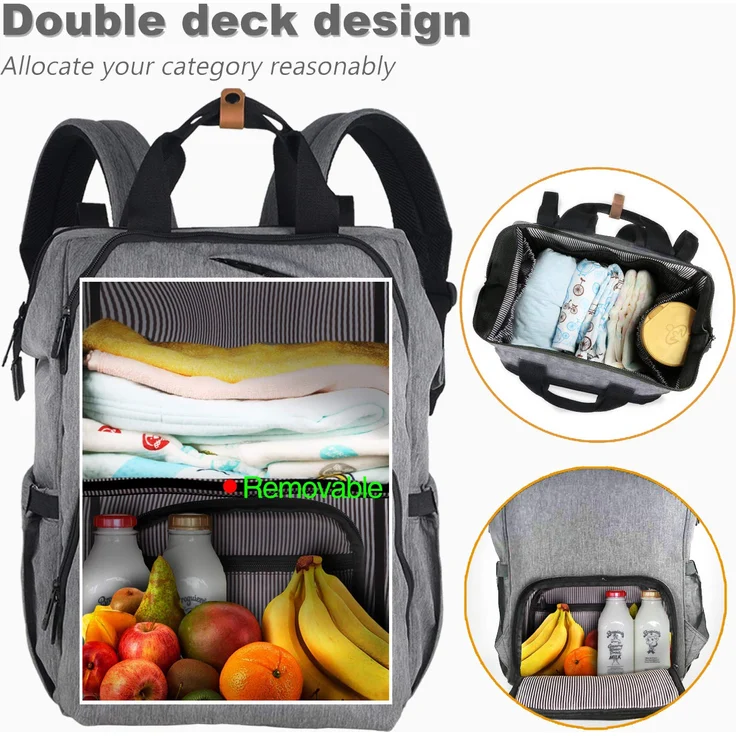 Hap Tim Baby Wickelrucksack Wickeltasche/Rucksack - Multifunktions-Designer Windeltaschen Große Kapazität, isolierte Taschen,wasserdicht,Babytasche Reiserucksack für Unterwegs (EU-7340-G) – Bild 4
