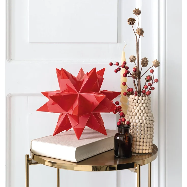 folia 820/1515 - Bastelset Bascetta Stern, Transparent rot, 15 x 15 cm, 32 Blatt, fertige Größe des Papiersterns ca. 20 cm, mit ausführlicher Anleitung - ideal zur zeitlosen Dekoration – Bild 5