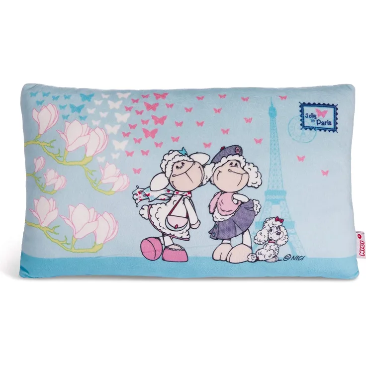 NICI Kissen Jolly Chic und Jolly Paris, Rechteckig, Plüsch, Polyester, Bunt, 43 x 25 cm, 44279