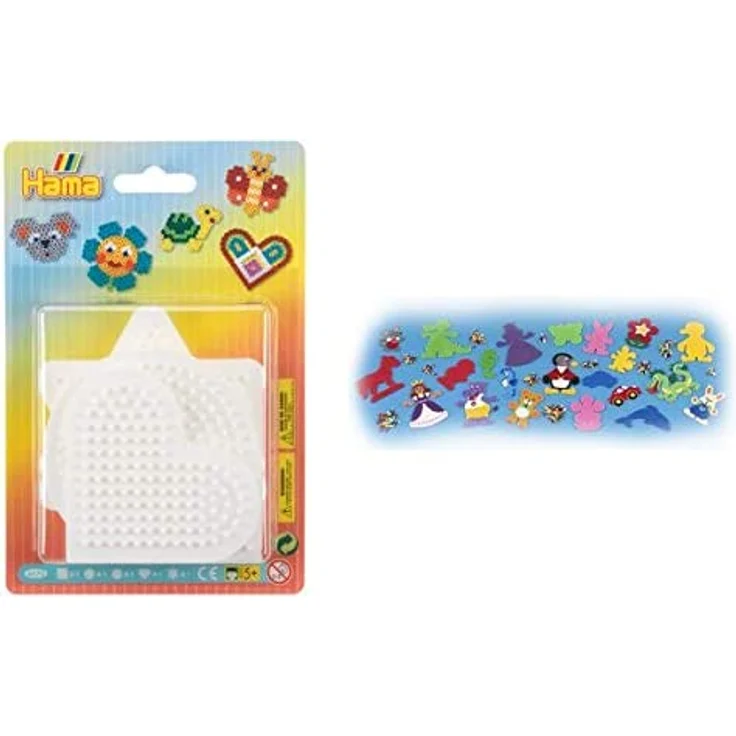 Hama Perlen 4570 Small Mixed pegboard Blister Stiftplatten klein für Midi Perlen, Viereck, Kreis, Herz, Stern und Sechseck, 5er Set, bunt, Einheitsgröße – Bild 3
