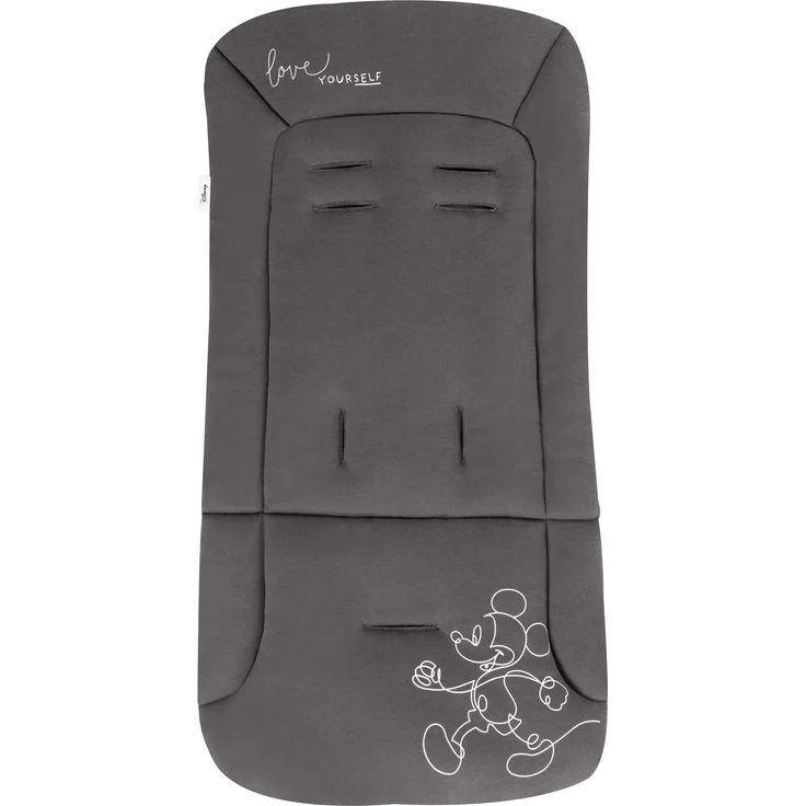 Hauck Universal Sitzauflage für Buggys, Kinderwagen, Fahrradanhänger, Baumwolle, Atmungsaktiv, Weich, Einfache Befestigung ,Sommer & Winter, Mickey Mouse Schwarz – Bild 1