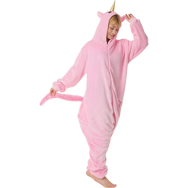 corimori 1852 Rose das Einhorn Damen Herren Onesie Jumpsuit Anzug Einteiler Kostüm Verkleidung Gr. 180 - 190cm, Rosa