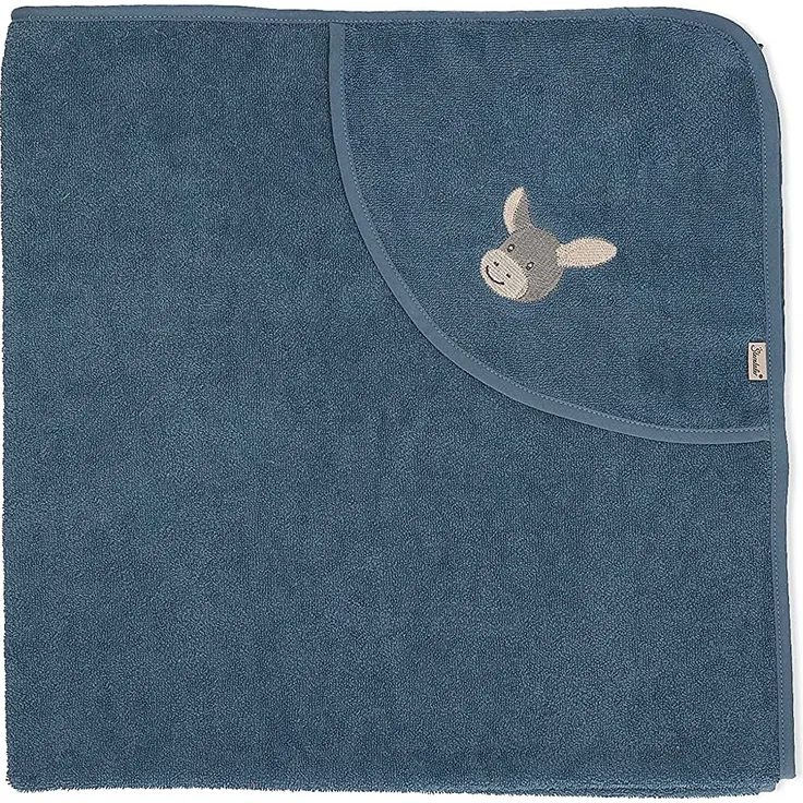 Sterntaler Baby Jungen Badetuch Baby GOTS Emmi - Badeponcho Baby, Kapuzenhandtuch, Badehandtuch Kinder mit Eselmotiv - Bio - graublau