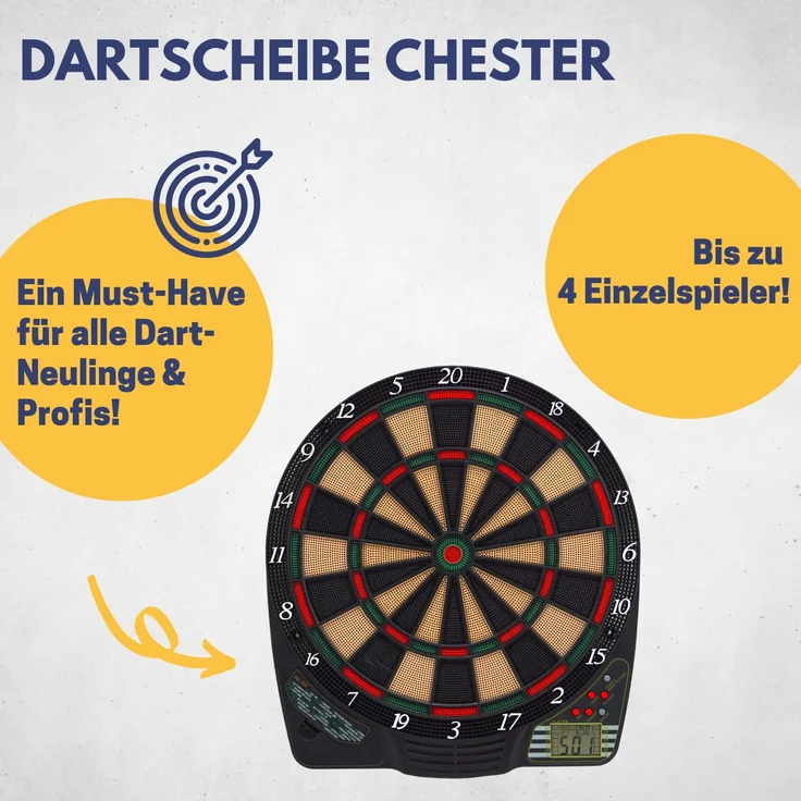 Best Sporting elektronische Dartscheibe CHESTER mit 6 Pfeilen - LCD-Anzeige – Bild 2