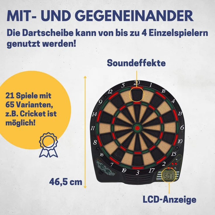Best Sporting elektronische Dartscheibe CHESTER mit 6 Pfeilen - LCD-Anzeige – Bild 4