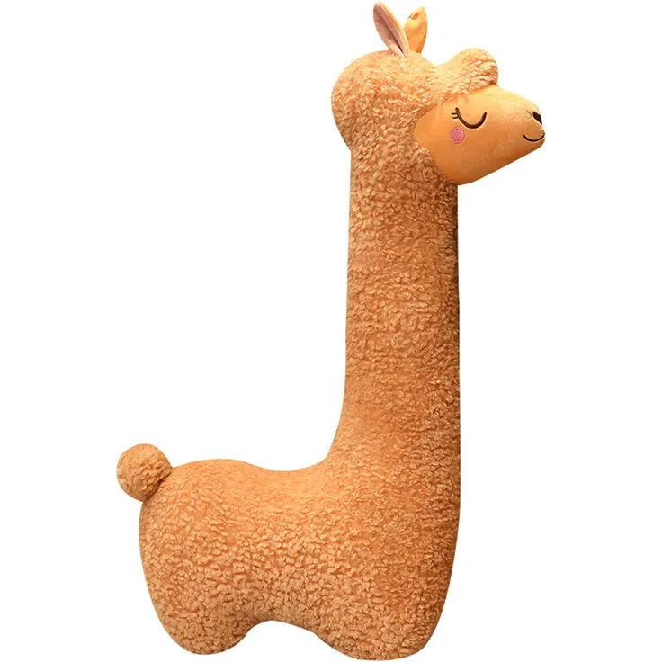 Celawork Alpaka Kuscheltier, Alpaka-Plüschtier mit langem Hals, Weiches Alpaka-Kissen-Stofftier, Nettes Alpaka-Plüschtier, Sofakissen Kissen Cartoon Gefüllte Puppen((Braun, 130cm)