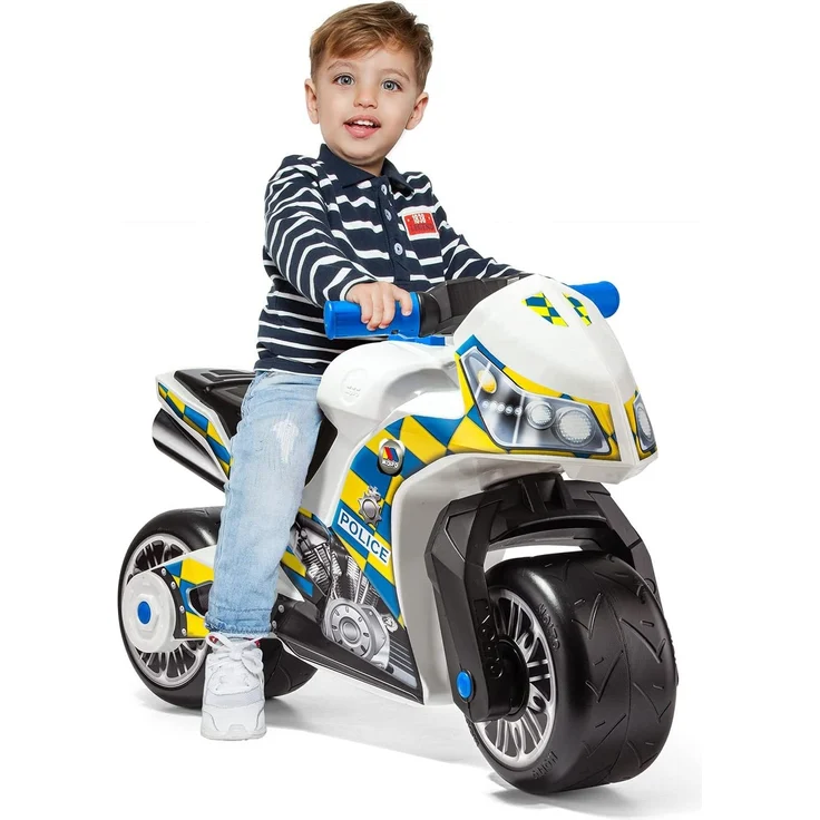 Motorrad-Aufsitz Molto Cross, ab 18 Monaten, geländegängig, Hightech-Spielzeugdekoration, löst Sich Nicht ab. Sportliches und einzigartiges Design (Mehrfarbig - Police Weiß) – Bild 1
