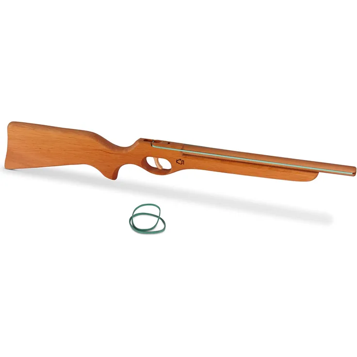 BestSaller 1221 Flinte Gewehr aus Holz mit Funktion (schießt Gummis), ca. 60 cm, natur (1 Stück)
