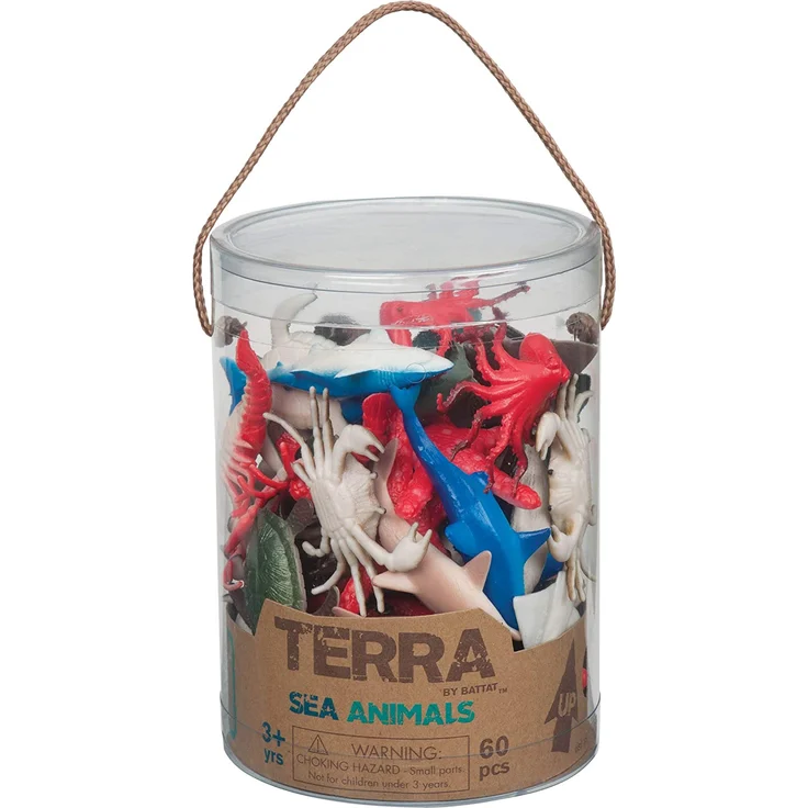 Terra 60-teilig Tierfiguren Sammlung Meerestiere Spielzeug Set – Hai, Schildkröte, Tintenfisch, Krabbe, Pinguin, Delphin und mehr – Spielzeug ab 3 Jahren – Bild 5