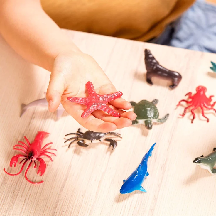 Terra 60-teilig Tierfiguren Sammlung Meerestiere Spielzeug Set – Hai, Schildkröte, Tintenfisch, Krabbe, Pinguin, Delphin und mehr – Spielzeug ab 3 Jahren – Bild 3