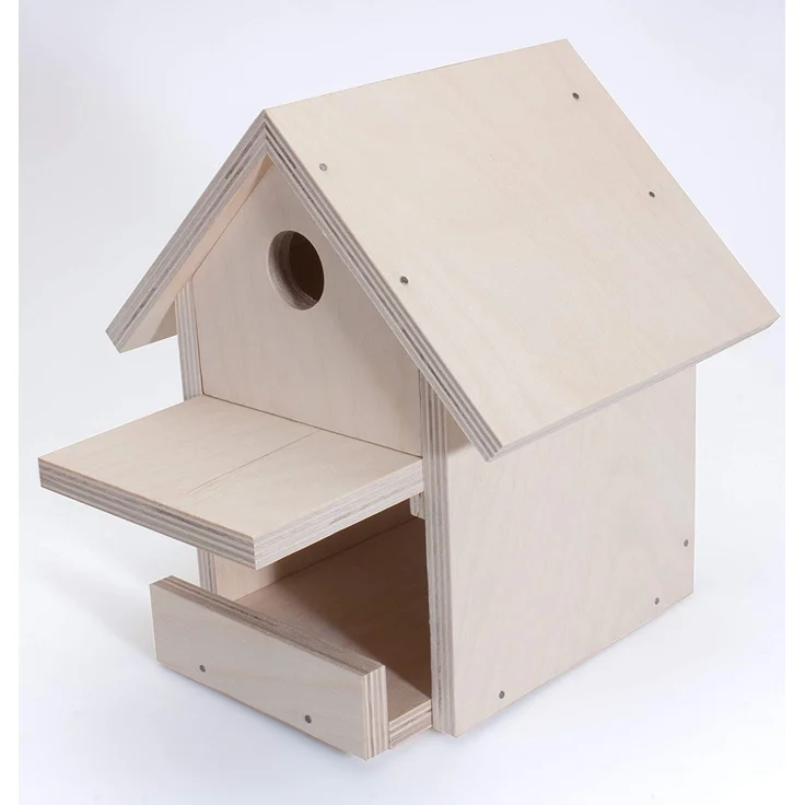 Pebaro 466 Holzbauset Vogelhaus mit 9 unbehandelten Birkenholzplatten, Hammer und Nägeln, perfekte Geschenkidee für Hobby-Handwerker - Preisvergleich – Bild 4