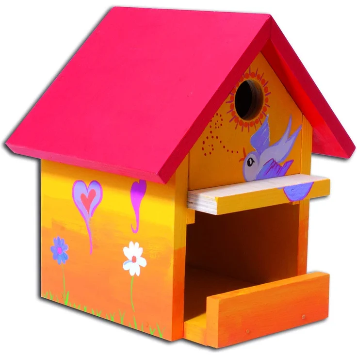 Pebaro 466 Holzbauset Vogelhaus mit 9 unbehandelten Birkenholzplatten, Hammer und Nägeln, perfekte Geschenkidee für Hobby-Handwerker - Preisvergleich – Bild 5