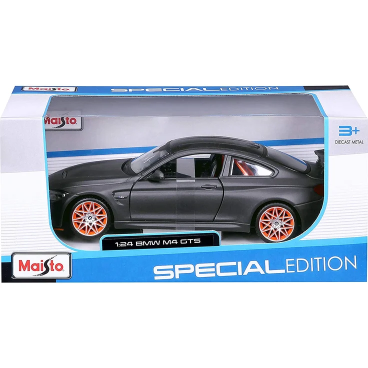 Bauer Spielwaren BMW M4 GTS: Originalgetreues Modellauto 1:24, mit Abgasanlage, bewegliche Türen, Koffer-/Motorraum zum Öffnen, 20 cm, grau (531246) – Bild 7