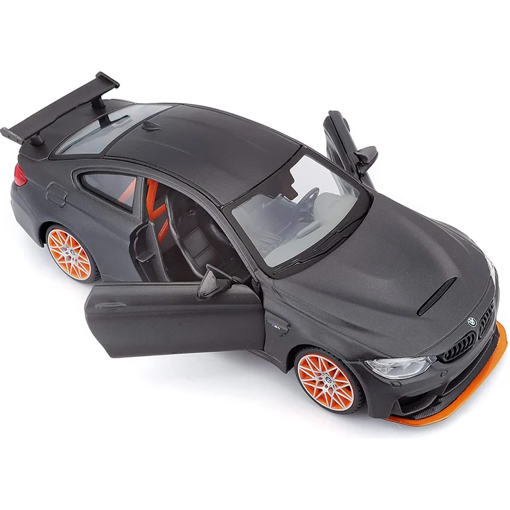 Bauer Spielwaren BMW M4 GTS: Originalgetreues Modellauto 1:24, mit Abgasanlage, bewegliche Türen, Koffer-/Motorraum zum Öffnen, 20 cm, grau (531246) – Bild 4