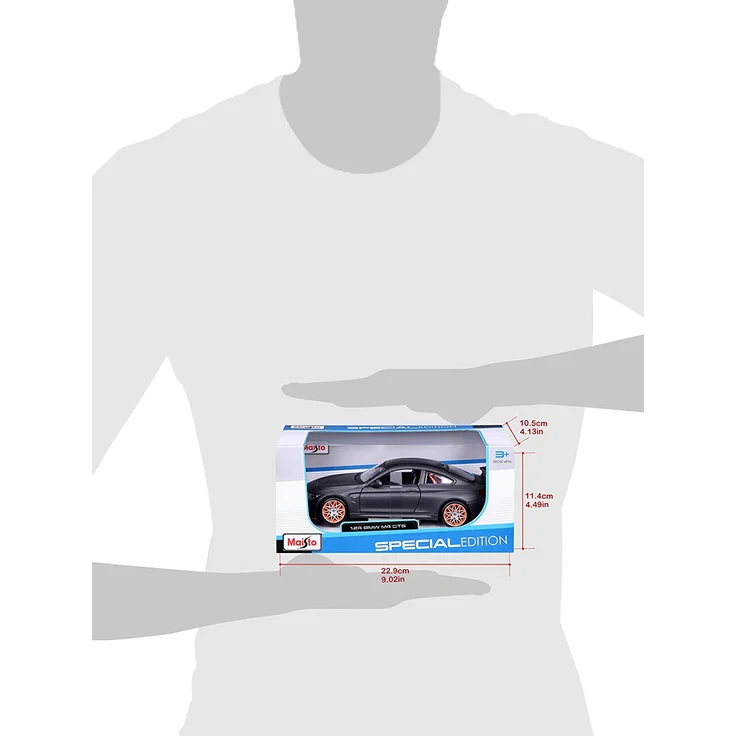 Bauer Spielwaren BMW M4 GTS: Originalgetreues Modellauto 1:24, mit Abgasanlage, bewegliche Türen, Koffer-/Motorraum zum Öffnen, 20 cm, grau (531246) – Bild 8