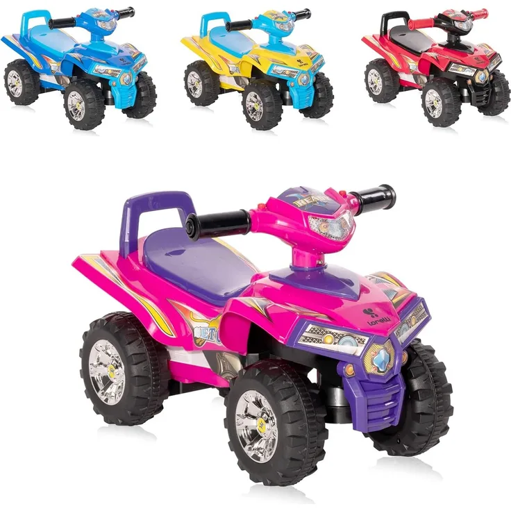Lorelli Kinder Rutschauto ATV Signalton Rückenlehne Quad Design Staufach pink