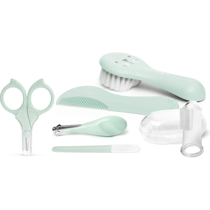 Suavinex, Baby Maniküre-Set mit Bürste, Kamm, Zahnbürste, Schere, Feile, Nagelknipser, Farbe Grün – Bild 3