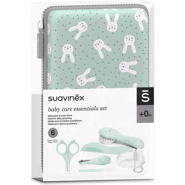 Suavinex, Baby Maniküre-Set mit Bürste, Kamm, Zahnbürste, Schere, Feile, Nagelknipser, Farbe Grün – Bild 2
